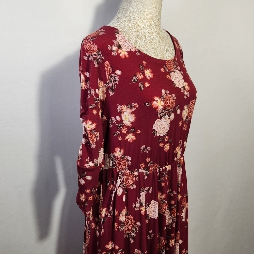 Torrid Dress Women Floral Print Empire Waist Pockets Scoop Neck 3/4 Sleeve SZ 10 - Picture 7 of 14